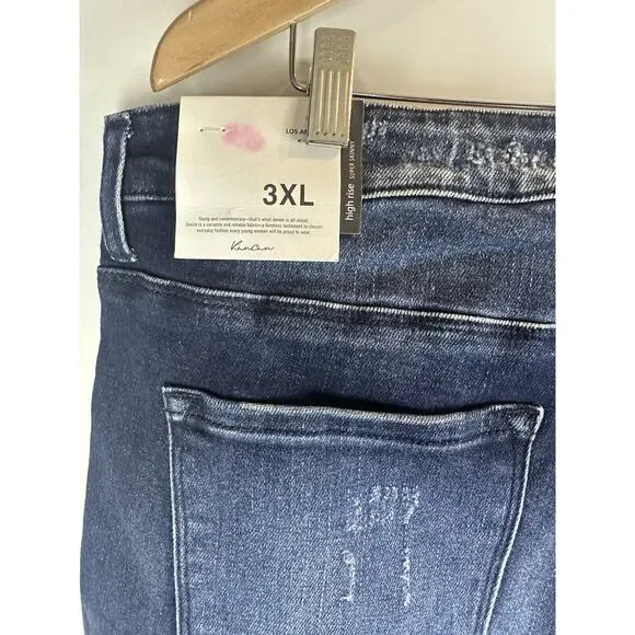 NWT KanCan High Rise Super Skinny Jeans Button Fly Dark Denim Plus Size 3XL - Picture 9 of 10